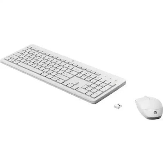 HP 230 Ensemble clavier AZERTY et souris sans fil 2,4 GHz  - 16 mois d'autonomie - 1600 DPI - Blanc