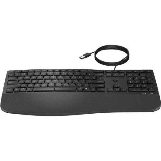 HP 485 Clavier USB Type-A filaire Comfort - Copilot - Forme incurvée - 23 touches programmables - Noir