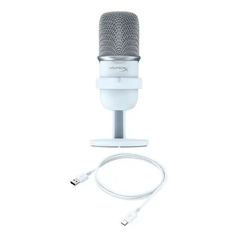 HyperX SoloCast - microphone USB - audio Plug N Play - Désactivation par pression - Support flexible et réglable - Blanc
