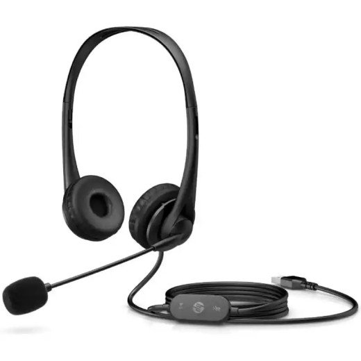 HP G2 Casque filaire stéréo USB - Microphone anti-bruit - Contrôle du volume intégré - Courroie de tête réglable