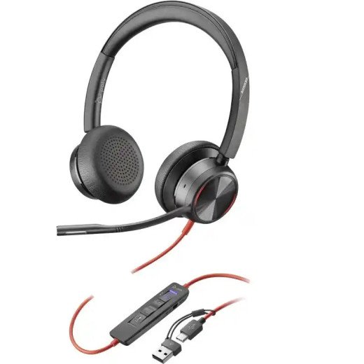 HP Poly Blackwire 8225 Micro-casque stéréo Supra-auriculaire USB-C + adaptateur USB-C/A - Réduction du bruit - Anti-parasites