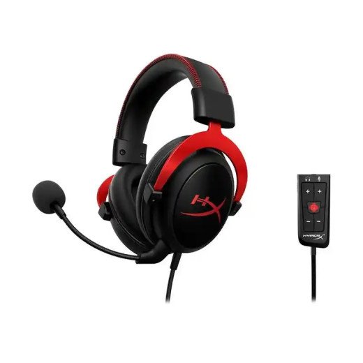 HyperX Cloud II Casque filaire gaming - unidirectionnel, Suppression de bruit - Compatibilité multi-plateforme - Noir-Rouge