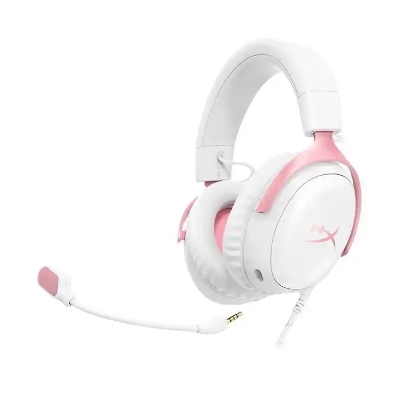 HyperX Cloud III - Casque gaming - Haut-parleurs inclinés de 53 mm - Unidirectionnel, suppression de bruit - Rose-blanc